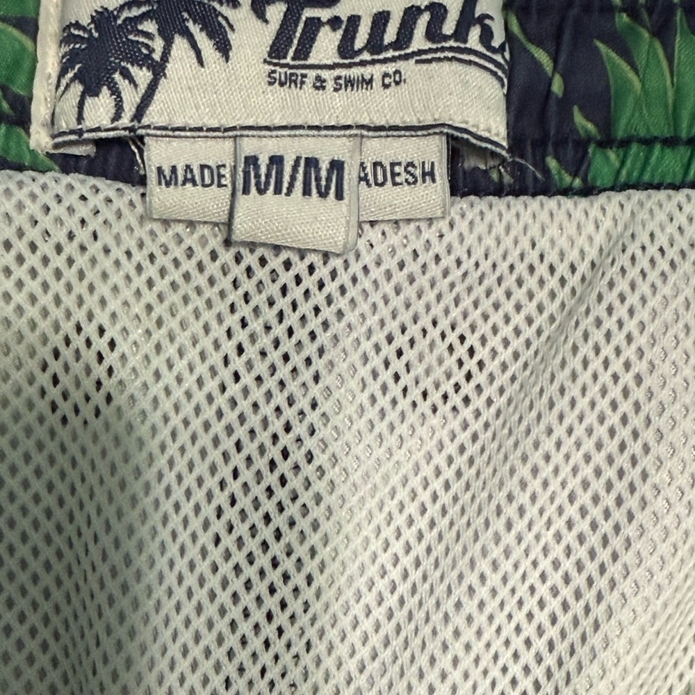 Trunks Surf & Swim Co. Blue Tropical Palm Leaves Lined Swim Shorts Men's Size M - Picture 7 of 8